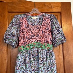 Boden Petite Puff Sleeve Midi Tiered Dress